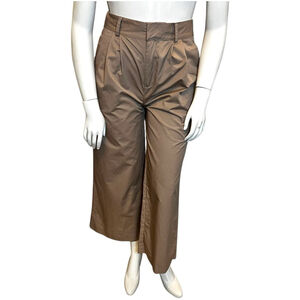Women's Bloom & Wander Wide Leg Ankle Length Cotton Pants, L, Dark Blush/Taupe